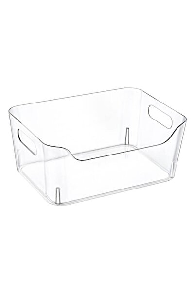 SHOPIENS Coș de depozitare transparent din plastic cu mânere, 27,1x19,2x11,3 ...