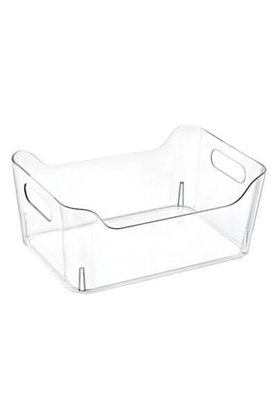 SHOPIENS ® Transparent Plastic Storage Basket with Handles, 36.9x29.8x17.8 cm...