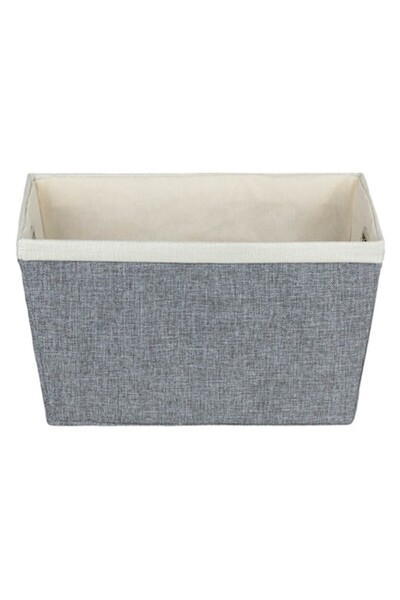 SHOPIENS ® Storage Basket with Metal Handles, Beige/Grey, 36x26x19 cm
