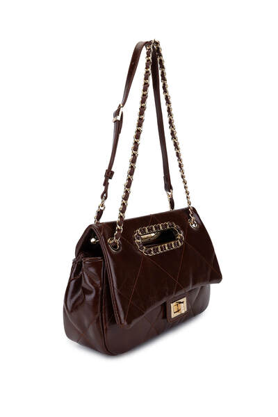 Tamer Tanca Women's Faux Leather Brown Shoulder Bag
