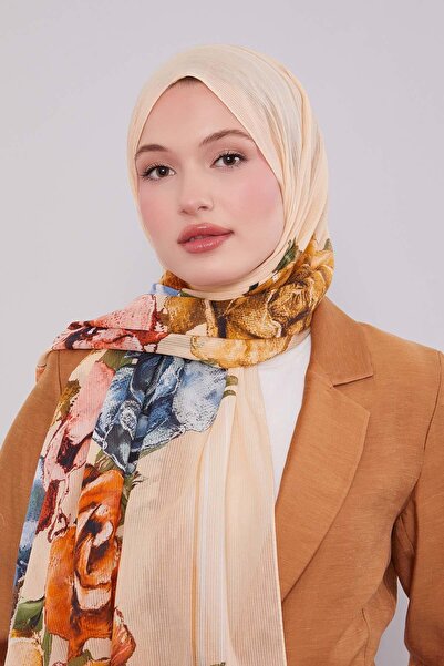 Levidor Βαμβακερό σάλι με σχέδιο τριαντάφυλλου σολομού