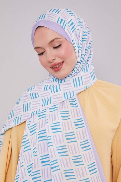 Levidor Σάλι Club με μοτίβο λιλά τετράγωνων γραμμών