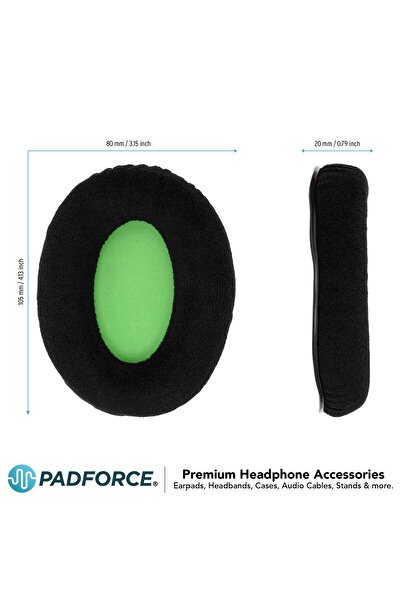 PadForce Set de 2 bureți pentru căști HyperX Cloud III 3 / II 2 Gaming, Over-Ear - Verde, Catifea