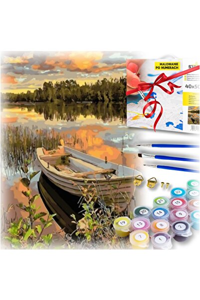 Other Painting by numbers for adults with frame lake boat forest set