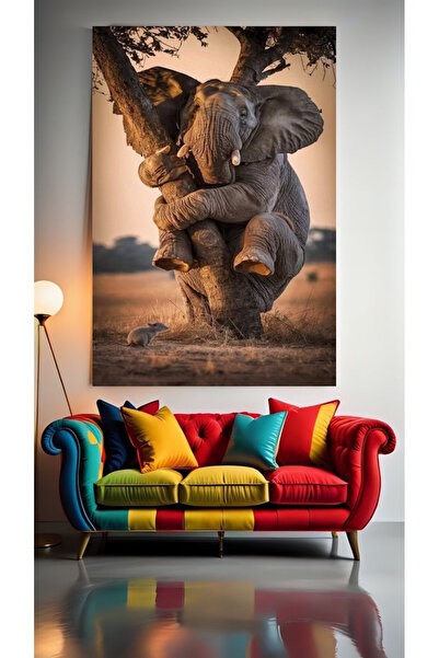 özkacar FİLİN KORKULU RÜYASI V1 Tablou pe pânză pentru decorarea casei, peret...