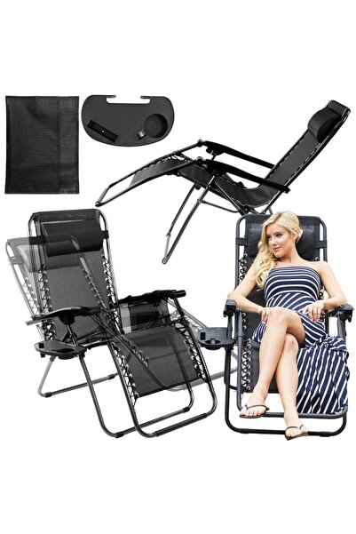 Other Șezlong de grădină pentru plajă, scaun pliabil tip gravitație, tetieră, tavă, geantă 130