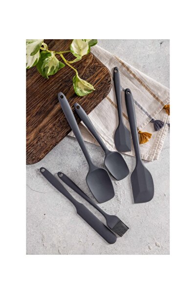 elfnur Set of 6 Fireproof Non-Stick Kitchen Cake Silicone Egg Brush Spoon Knife Spatula Set