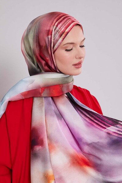 Levidor Red Marbled Pattern Twill Shawl
