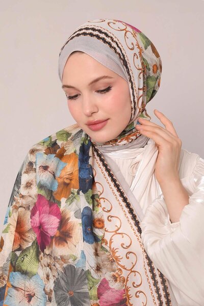 Levidor Gray Foil Pattern Cotton Shawl