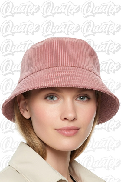 QUATEX Velvet Fabric Bucket Hat - Pink 100% Velvet Fabric Unisex Model