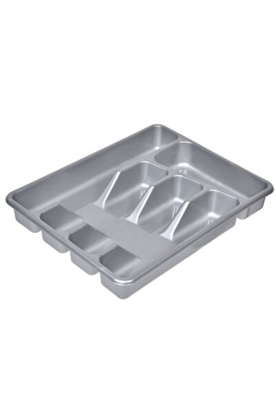 SHOPIENS Cutlery Holder, 5 Compartments, Plastic, Gray, 26.5x34x4.5 cm