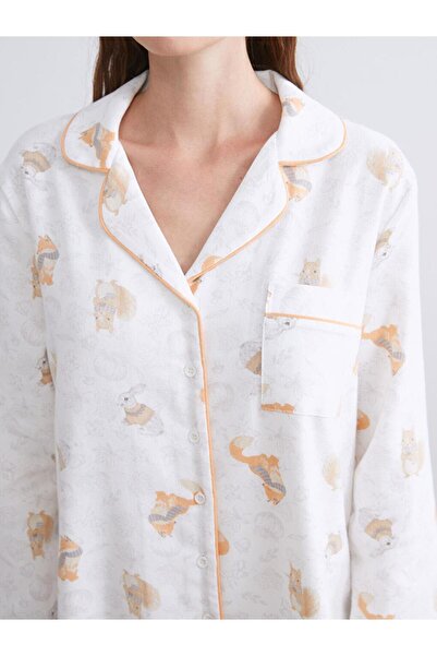 LC Waikiki Gömlek Yaka Desenli Kadın Pijama Takımı (W5)