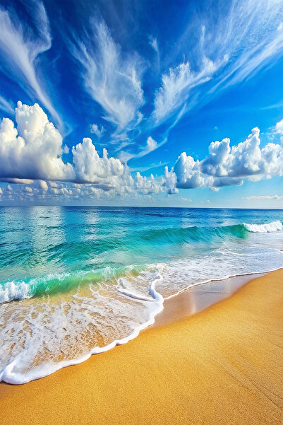 dreamwall Plaj Mavi Gökyüzü ve Okyanus Desenli Tekstil Duvar Kağıdı