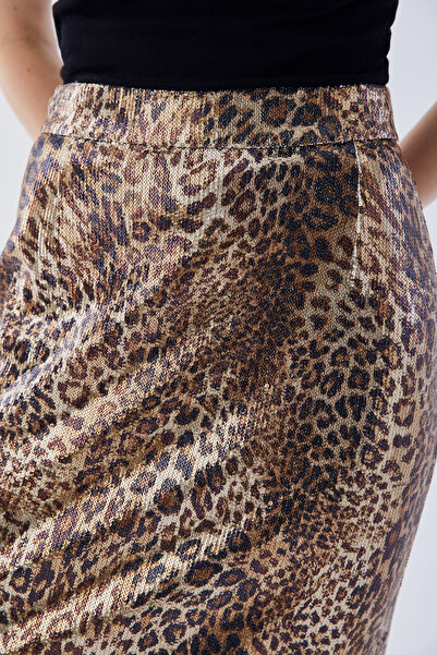 IDYL Leopard Print Sequin Skirt