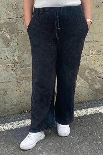 Mia Butik Women's Black Linen Trousers