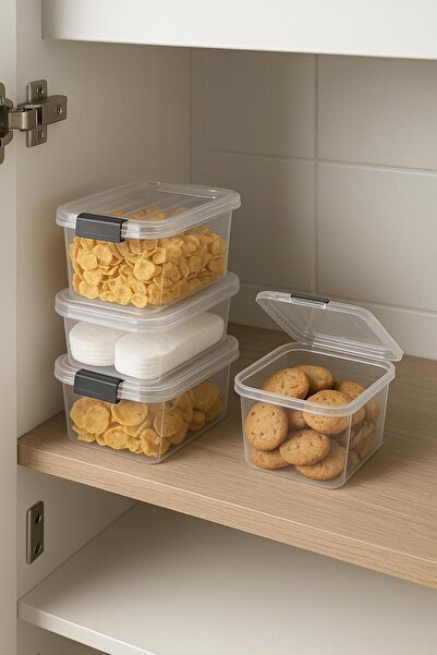 HSDemirci 4-Piece Transparent Storage Box & Organizing Box 3.2 Lt