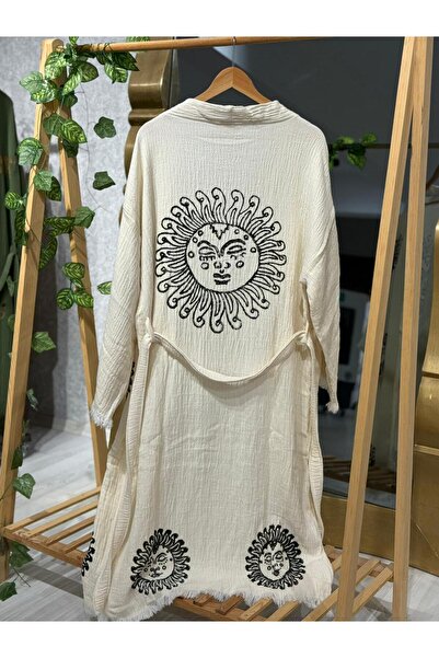 Befera Design Muslin Kimono 100% Cotton Sun Printed Patterned Bathrobe Kaftan Dressing Gown