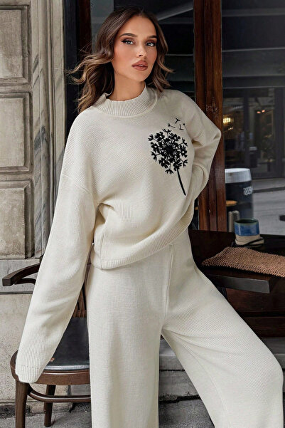 H&E LUXURY DESIGN Women's Ecru Knitwear Set
