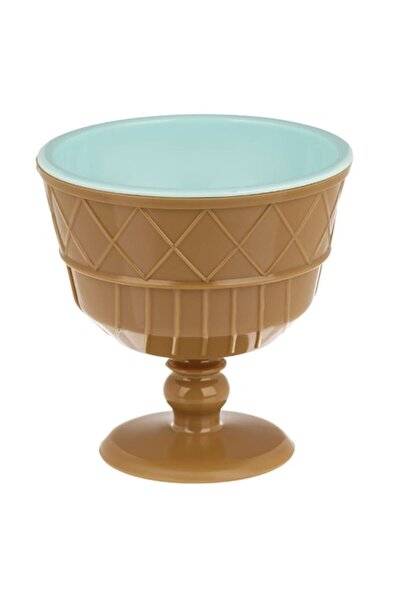 SHOPIENS Bol pentru înghețată cu exterior din plastic maro, interior turcoaz ...