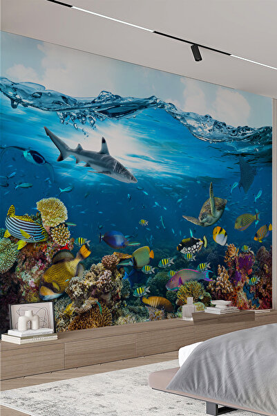dreamwall Akvaryum Balıklar ve Mercan Manzaralı Duvar Kağıdı