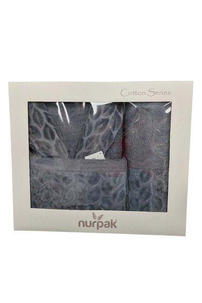 Nurpak Single Bathrobe Set Şalyaka-Hazal Anthracite (Size Xl-Xxl)