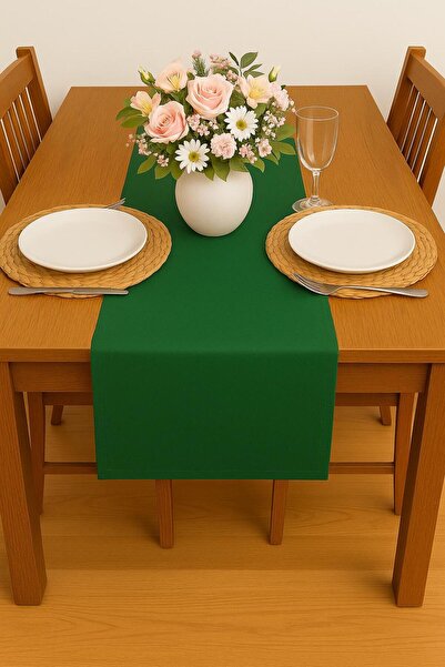 S&R Runner Stain-Resistant Linen Tablecloth 45X160 cm Green