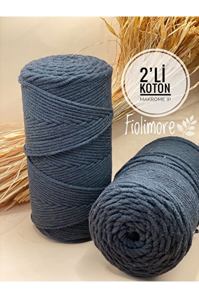 Fiolimore 2`li Paket Premium %100 Koton Makrome İpi (500 Gram-310 Metre) 2 mm...