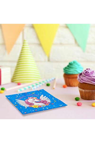 SHOPIENS Set 20 servetele de masa pentru petrecerea de aniversare a copiilor Happy Unicorn Shopiens®