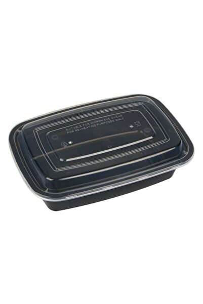 SHOPIENS Set of 5 reusable Shopiens® food storage containers, made of black plastic with lids,