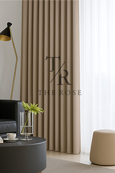 EÖ PERDE DÜNYASI Bej Blackout, Karartma Perde, Pilesiz, Lüks, Tek Kanat, Güne...