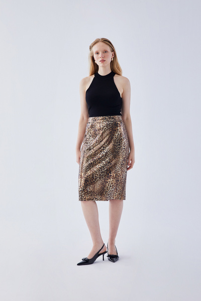 IDYL Leopard Print Sequin Skirt