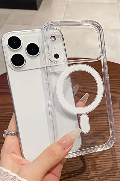 WANNA PROTECT Iphone 17 Pro Uyumlu Magsafe Destekli Şeffaf Kamera Çıkıntılı D...