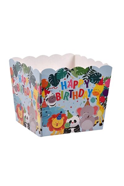 SHOPIENS Set of 6 "Happy Birthday" Shopiens cardboard boxes, for children's party with animal print