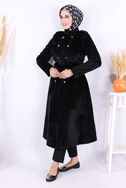 Bym Fashion Snap Button Detail Coat 70035 Black