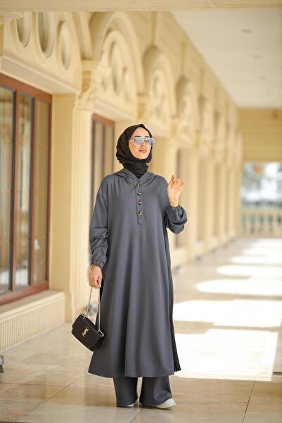NS Moda Tesettür Duha Set Anthracite-Model 548