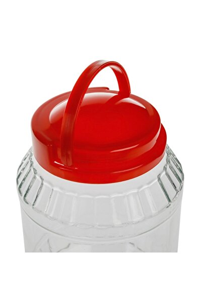 SHOPIENS Glass Storage Jar with Red Plastic Lid and Handle Shopiens®, 2.2 L