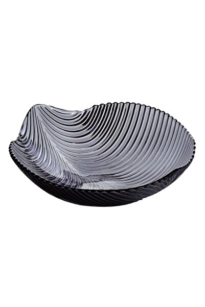 SHOPIENS Plastic Serving Bowl, Grey Color, Leaf Design, 28 x 29.5 x 7.5 cm