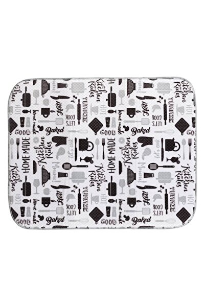 SHOPIENS ® Kitchen Towel Dryer for Dishes and Glasses, White with Details, 50 x 39 cm