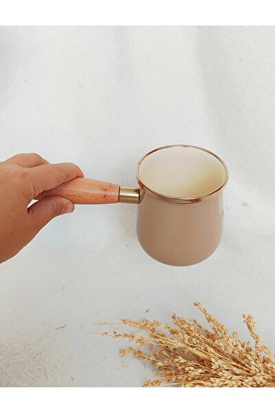 EBRULİEMAYE Cappuccino Beige Enamel Coffee Pot 500 ml 8 cm Diameter Milk Coffee Egg Coffee Pot