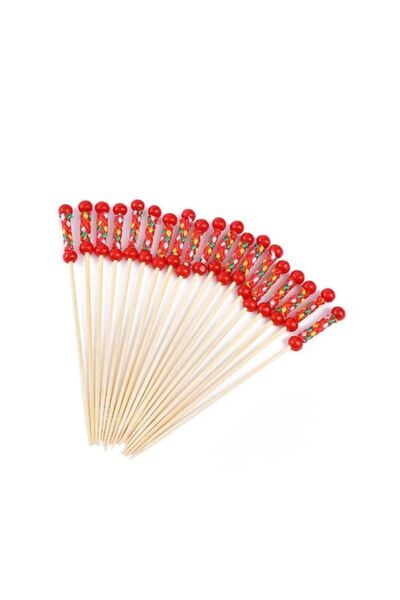 OEM Scobitori cocktail din bambus, Saber, roșii, 100 buc., 12 cm