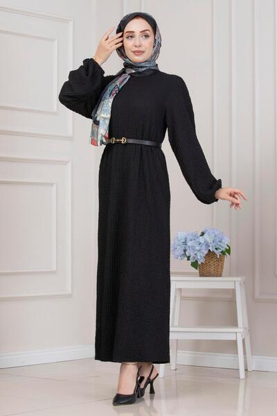 Sevitli Round Neck Rain Dress-Black