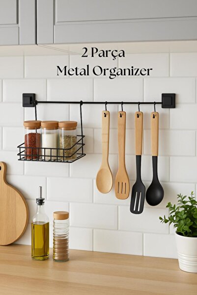 Depa 2 Parça Metal Askılı Mutfak Organizeri & Mutfak Rafı & Sepet