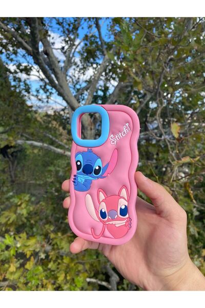 Merwish Pink Cute Stitch Dough Silicone Luxury Case Cover Compatible with iPhone 12 and 12 Pro