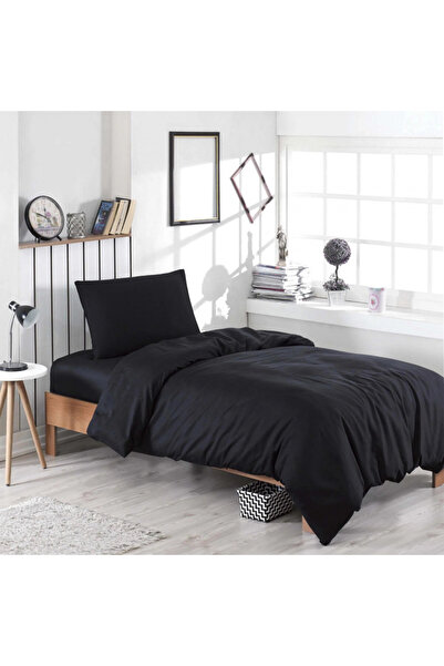 Enlora Home Bedding 162ELR1406, 65%cotton, 35%poly,4pc,Duvet 200x220,Sheet 220x240 Pillow50x70,Black