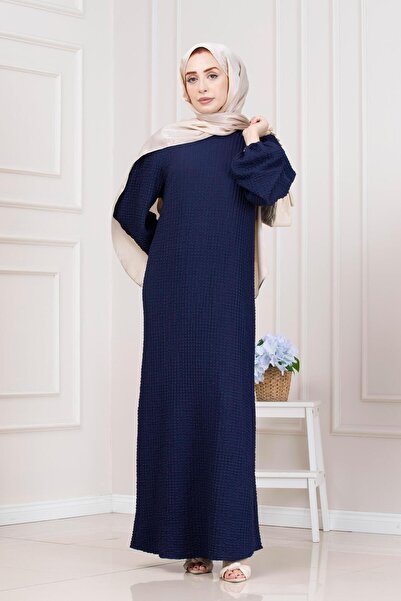 Sevitli Φόρεμα βροχής με στρογγυλή λαιμόκοψη-Μπλε ναυτικό