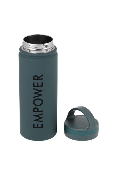 SHOPIENS Termos Shopiens® din oțel inoxidabil, culoare petrol, cu textură mată și imprimare Empower, 500