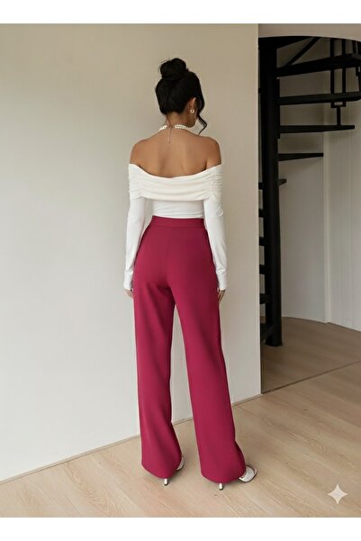 MEGOMEL Women's High Waist Velcro Waist Palazzo Pants