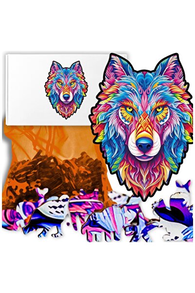 Other -Friendly Wooden Wolf Puzzle, Animal Jigsaw Puzzle, 147 Pieces, Father's Day