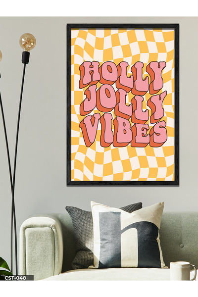 CeSht Holly Jolly Vibes Jednodijelna crna slika u drvenom okviru