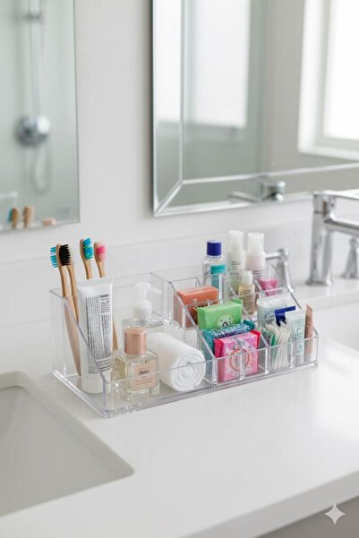 Depa Şeffaf Akrilik Banyo Kozmetik Düzenleyici Organizer 13x22x8 cm
